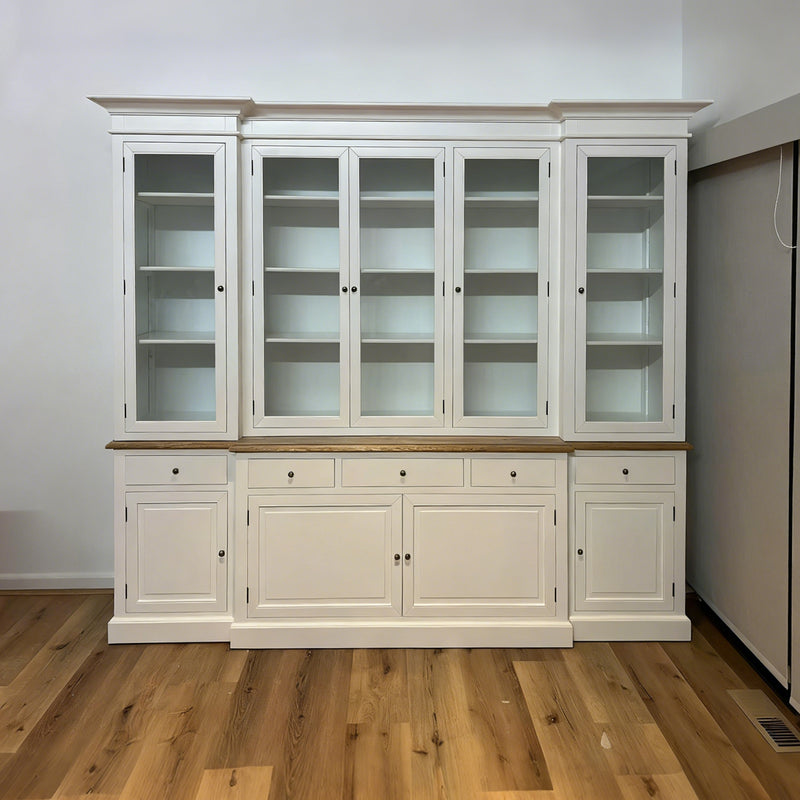 Hamptons Sorrento Buffet Sideboard Glass Doors Hutch Bookcase