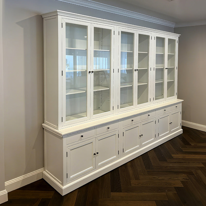 Hamptons Halifax Glass Door Hutch Modular Display Buffet Cabinet Bookcase Cupboard