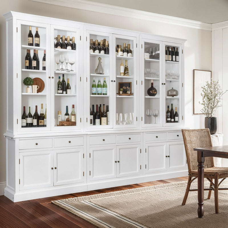 Hamptons Halifax Glass Door Hutch Modular Display Buffet Cabinet Bookcase Cupboard