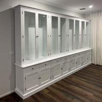 Hamptons Halifax Glass Door Hutch Modular Display Buffet Cabinet Bookcase Cupboard
