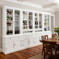 Hamptons Halifax Glass Door Hutch Modular Display Buffet Cabinet Bookcase Cupboard