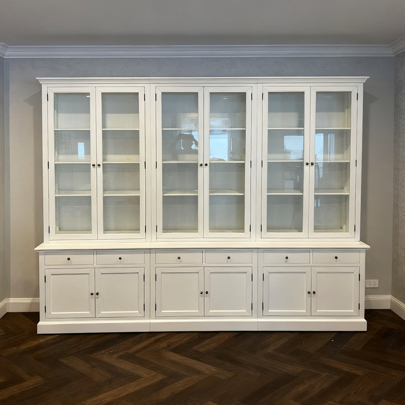 Hamptons Halifax Glass Door Hutch Modular Display Buffet Cabinet Bookcase Cupboard
