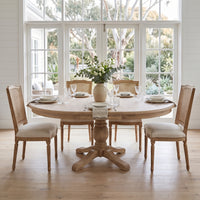 French Provincial Farmhouse 140-180cm Pedestal Extendable Round Dining Table ASH Wood