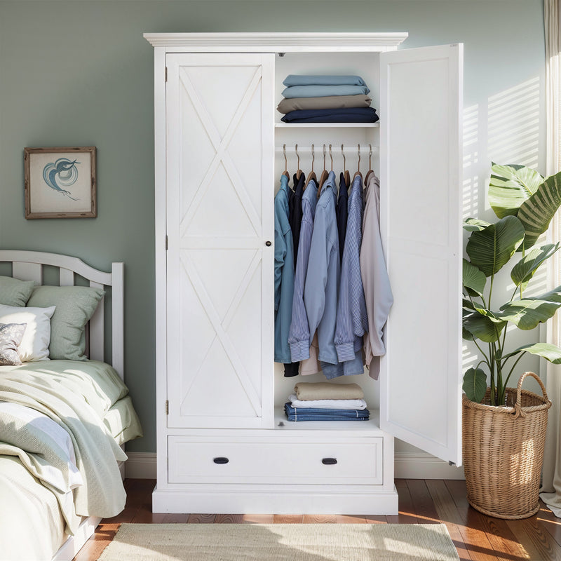 Hamptons Coastal Crossed One Drawer Wardrobe