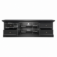 Hamptons Halifax TV Entertainment Unit with 4 Drawers Glass Doors Storage 180cm