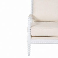 Hamptons Coastal Solid Timber Bobbin Linen Armchair with Removable Cushions