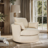 Contemporary Modern Austin Swivel Linen Snuggle Armchair