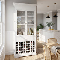 Hamptons Halifax Glass Door Display Cabinet with Wine Rack