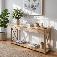 Hamptons Halifax Side Cross 3 Drawer Console Hall Table