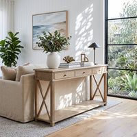 Hamptons Halifax Side Cross 3 Drawer Console Hall Table