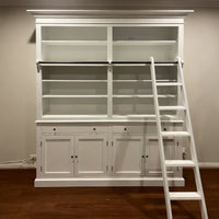 Hamptons Halifax Open Extendable Bookcase with Ladder 250-368cm