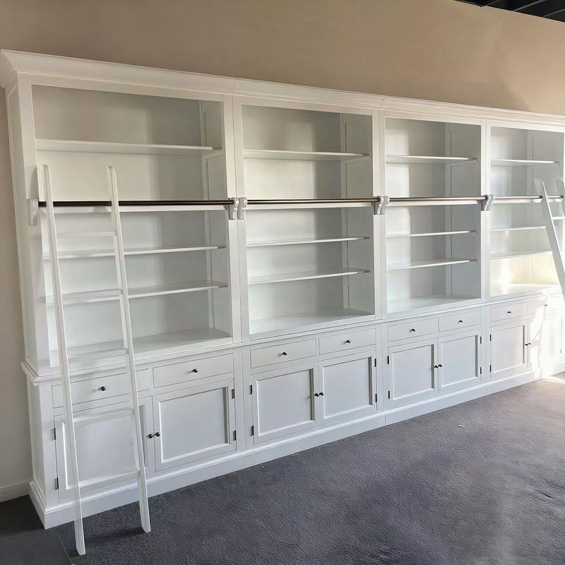 Hamptons Halifax Open Extendable Bookcase with Ladder 486-604cm