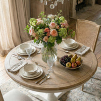 Hamptons Extendable/French Provincial Pedestal Round 100-150cm Extendable Dining Table NATURAL ASH