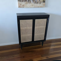 Contemporary Scandinavian Nordic Rattan Storage Cabinet