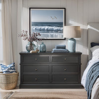 Hamptons Coastal Seaside 6 Drawer Chest Tallboy Cabinet