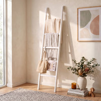 Hamptons Classic Display Throws Or Decorative Blanket Hanger/Bookcase Ladder in White /Black /Natural
