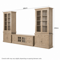 Hamptons Halifax Estate Collection: 3-Piece Hamptons Living Room Suite - 180cm TV Unit & Twin Glass Cabinet Towers
