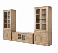 Hamptons Halifax Estate Collection: 3-Piece Hamptons Living Room Suite - 180cm TV Unit & Twin Glass Cabinet Towers