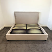 Contemporary Modern Maddy Upholstered Studded Square Queen Bed Frame