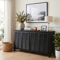 Hamptons Louvre 4 Door Hallway Sideboard Buffet Cabinet