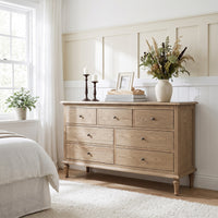 Hamptons Heritage 7 -Drawer Tallboy Dresser with Classic Turned Legs and Dentil Molding Design