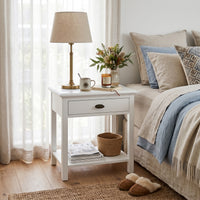 Hamptons Coastal Bedside Table with Magazine Tray