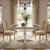 Hamptons Extendable/French Provincial Pedestal Round 100-150cm Extendable Dining Table NATURAL ASH