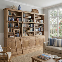 Hamptons Halifax Open Extendable Bookcase with Ladder 250-368cm