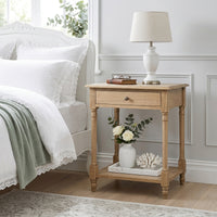 French Provincial Classic Bedside Lamp Table with One Drawer