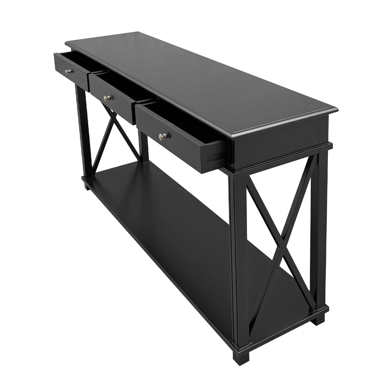 Hamptons Halifax Side Cross 3 Drawer Console Hall Table
