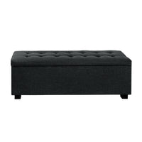 Artiss Storage Ottoman Blanket Box 97cm Linen Charcoal