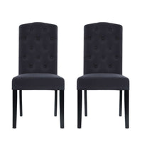 Artiss Dining Chairs Set of 2 Linen Parsons Chair Dark Grey