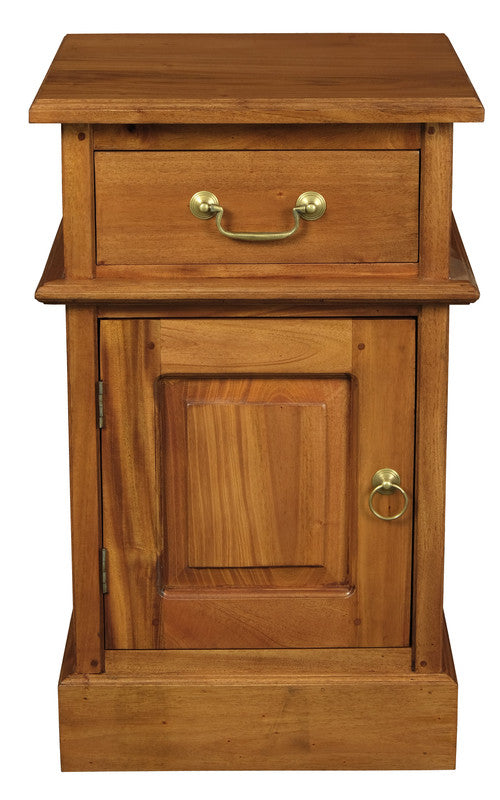 Tasmania 1 Solid Door 1 Drawer Bedside (Light Pecan)