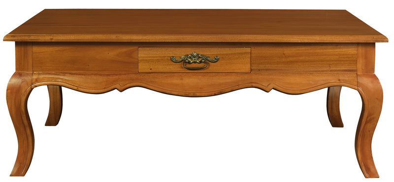 French Provincial 2 Drawer Coffee Table - Light Pecan