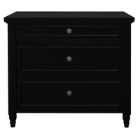 Beau 3 Drawer Solid White Cedar Turn Leg Dresser (Black)