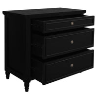 Beau 3 Drawer Solid White Cedar Turn Leg Dresser (Black)