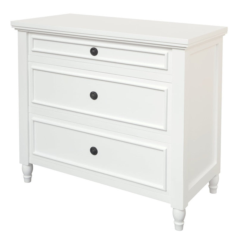 Beau 3 Drawer Solid White Cedar Turn Leg Dresser (White)