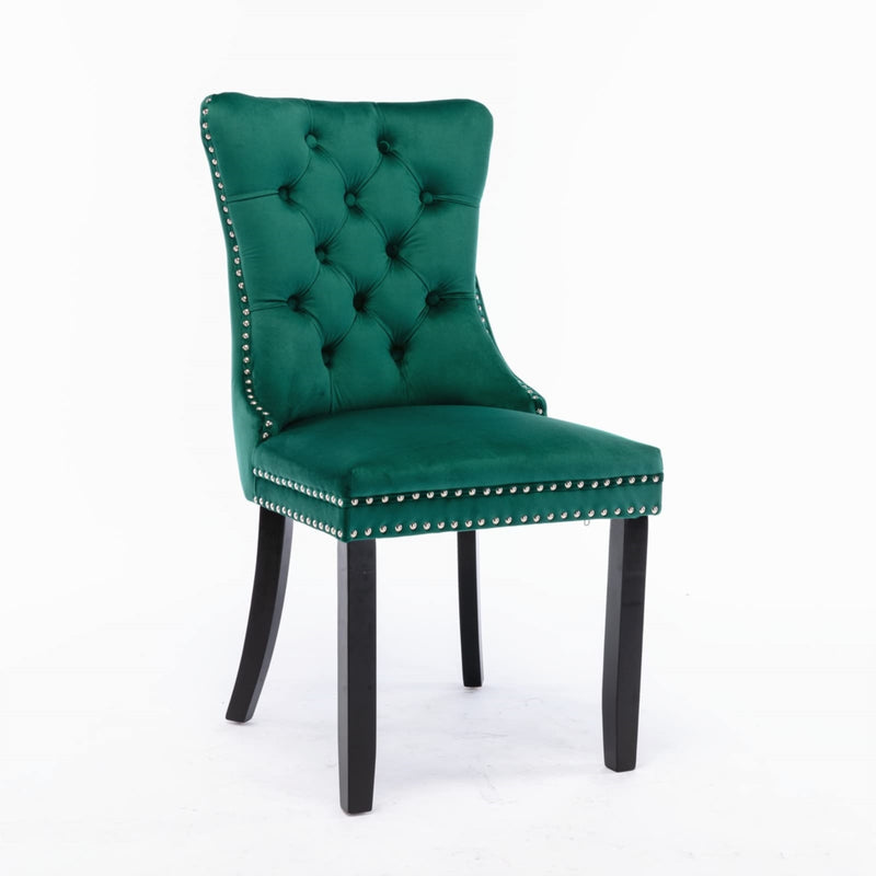 2x Velvet Dining Chairs- Green