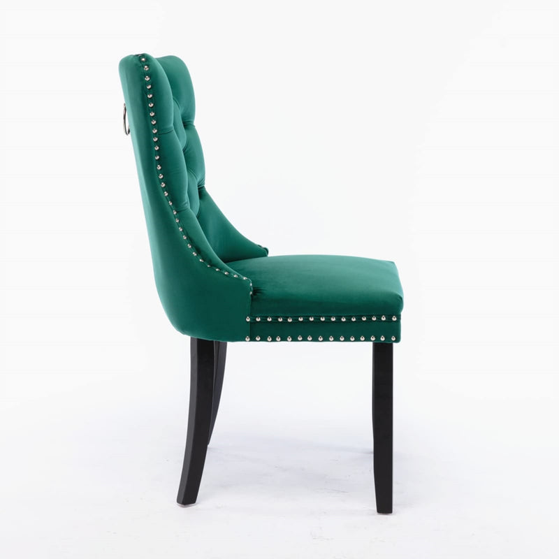 2x Velvet Dining Chairs- Green