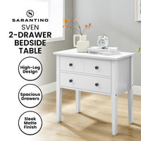 Sarantino Sven Bedside Table Night Stand - White