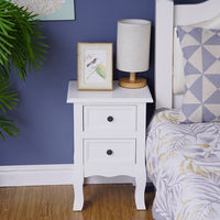 French Bedside Table Nightstand White Set of 2