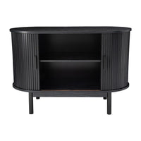 Mid-Century Black Ribbed Sideboard Cabinet