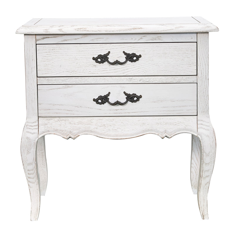 Alice Bedside Table 2 Drawers Storage Cabinet Side End Tables Distressed White