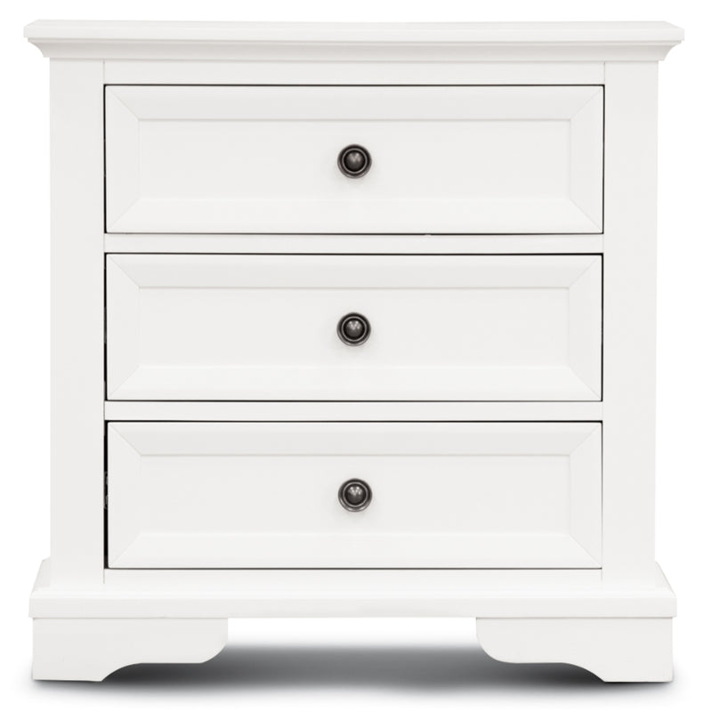 Celosia Bedside Table Set of 2pcs - 3 Drawers Storage Cabinet Nightstand - White