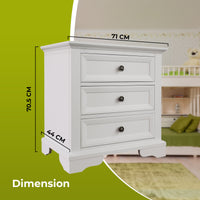 Celosia Bedside Table 3 Drawers Storage Cabinet Nightstand End Tables - White