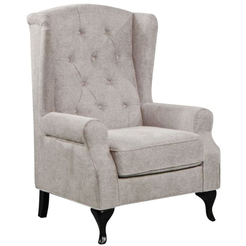 Mellowly Wing Back Chair Sofa Chesterfield Armchair Fabric Uplholstered - Beige