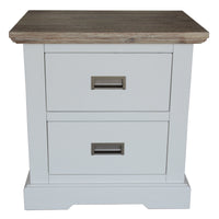 Fiona Set of 2 Bedside Table 2 Drawers Storage Cabinet Nightstand White Grey