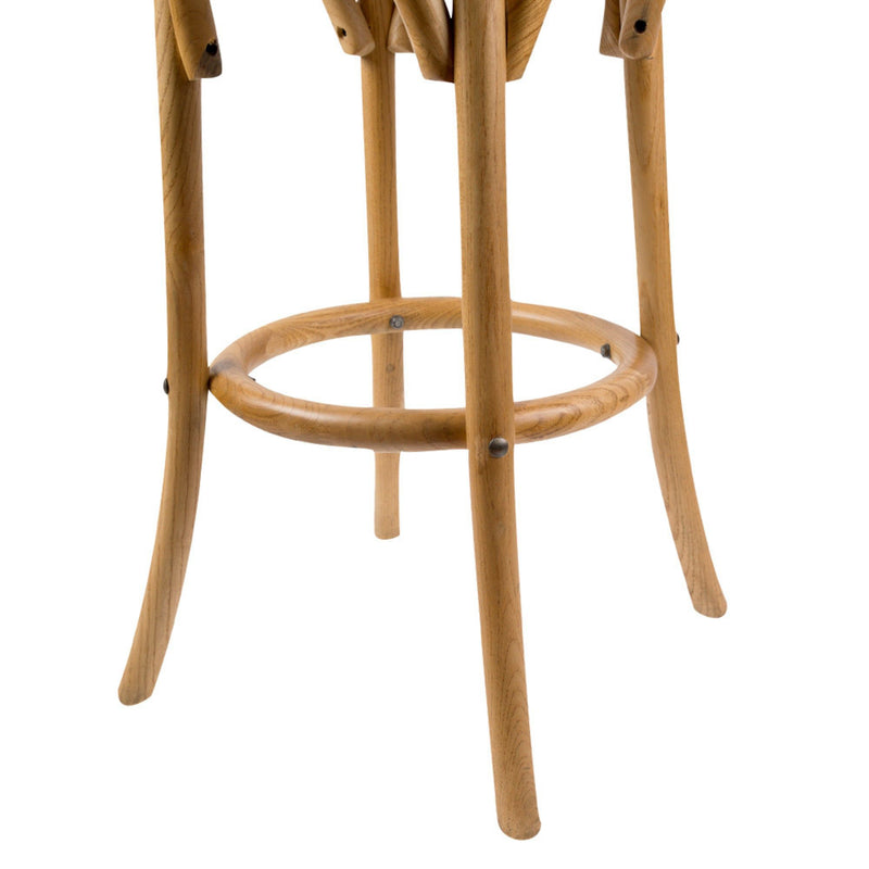 Aster 2pc Round Bar Stools Dining Stool Chair Solid Birch Timber Rattan Seat Oak