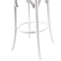 Aster 2pc Round Bar Stools Dining Stool Chair Solid Birch Wood Rattan Seat White