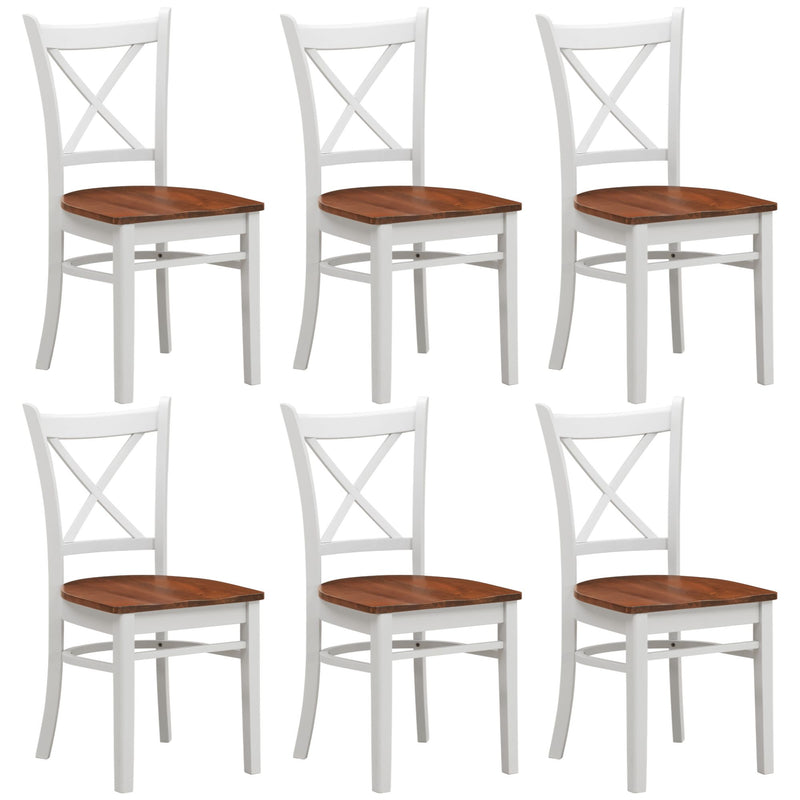 Lupin Dining Chair Set of 6 Crossback Solid Rubber Wood Furniture - White Oak